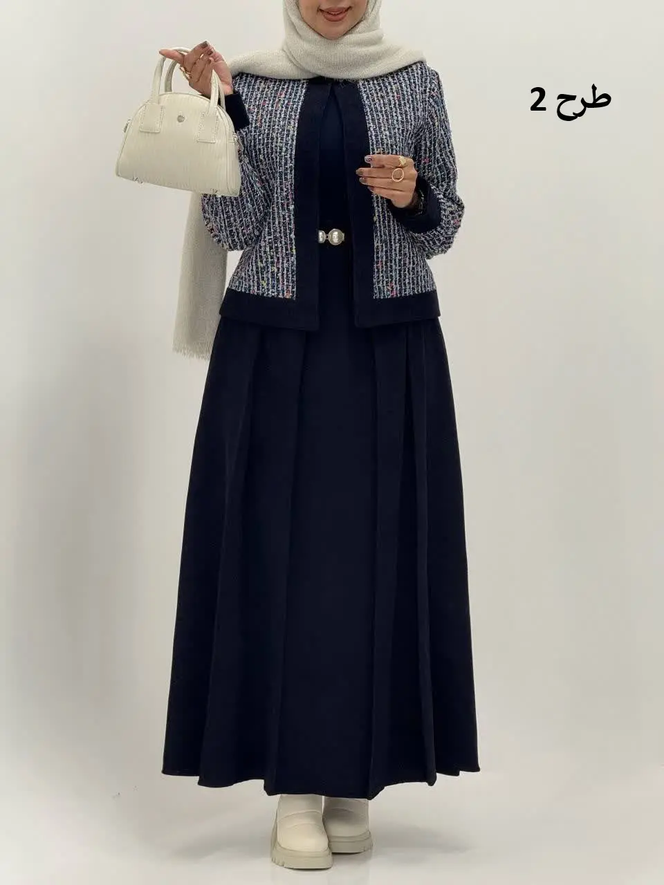 3805-کت و دامن شنل ( ایراددار )